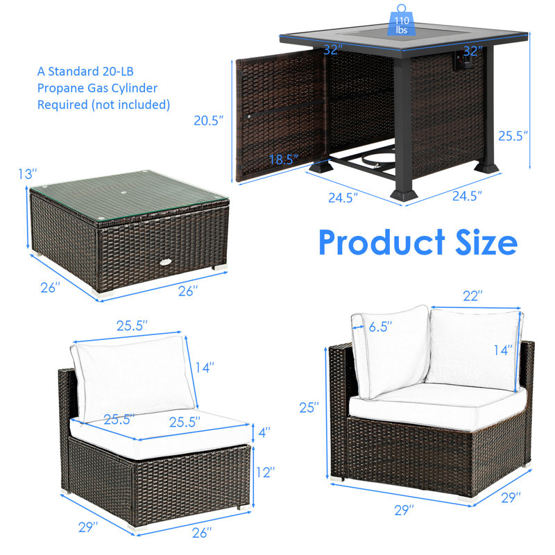 4 - Person Patio Conversation Set with Cushions, Black