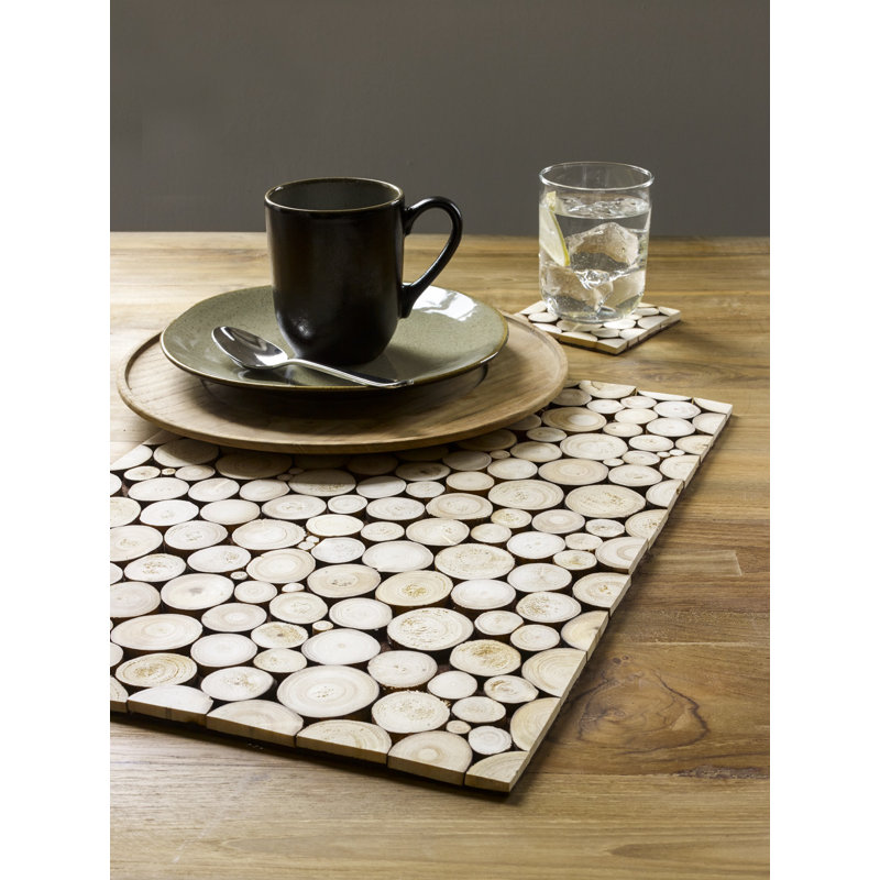 Natural Mangosteen Wood Parquet Pattern Placemat