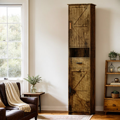 Armoire de rangement moderne H 69,29 po x l 14,56 po avec 2 portes et 1 tiroir, blanc