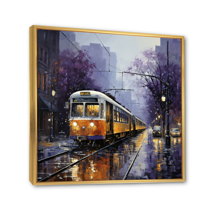 " Train Industrial Elegance Pointillism II ", Gold Floater Framed, 36" H x 36" W x 1.5" D