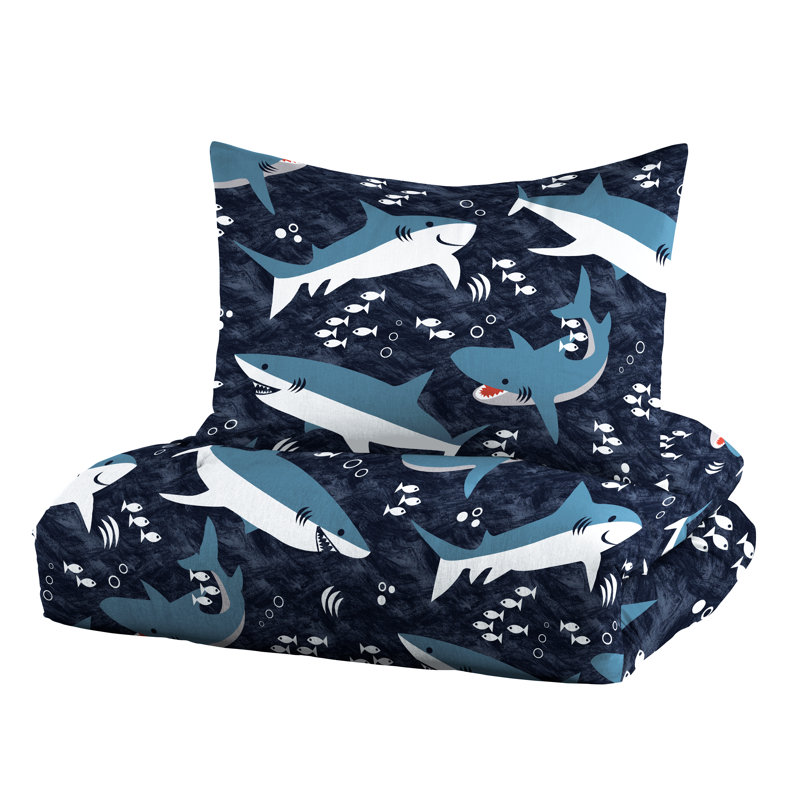 Navy Cotton Reversible Kids Full Bed in a Bag Set