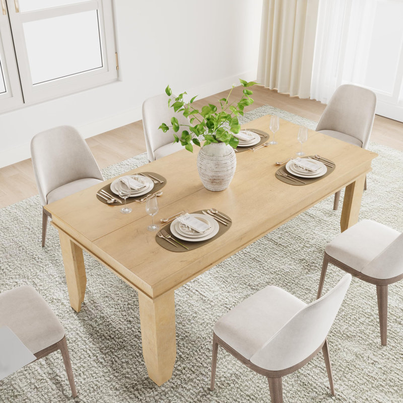 Modern 71 Inch Farmhouse Dining Table, Rectangular Wooden Table for 6-8, Heavy-Duty Family Kitchen Table, Easy Assembly