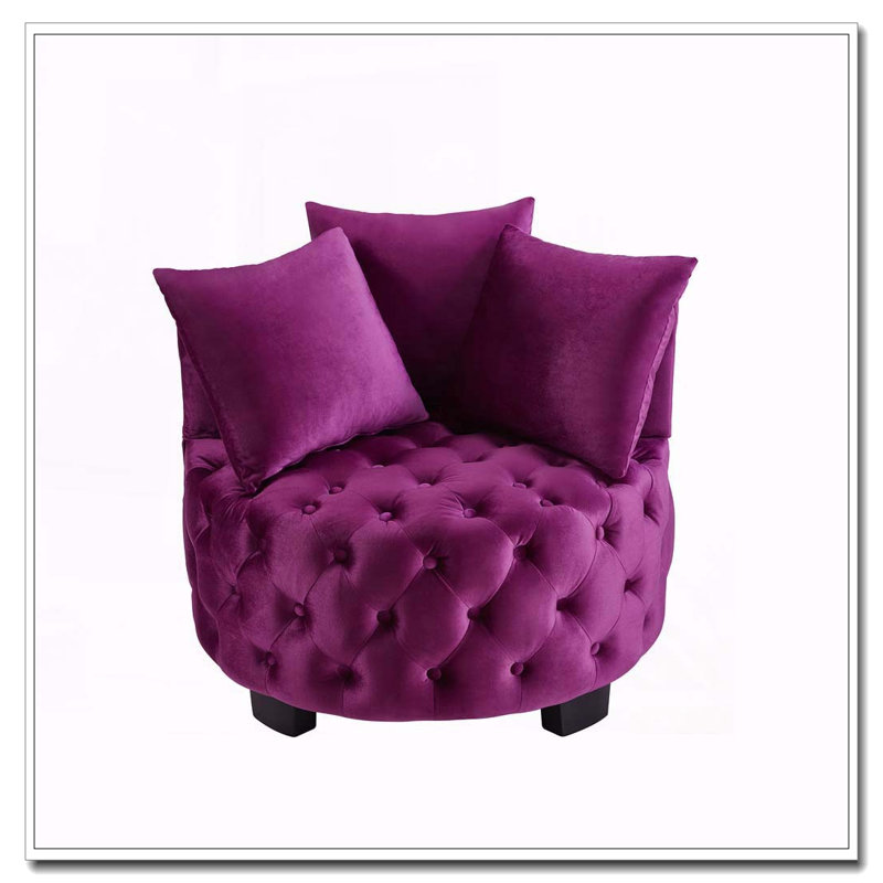 Chaise pivotante rembourrée et capitonnée, Violet