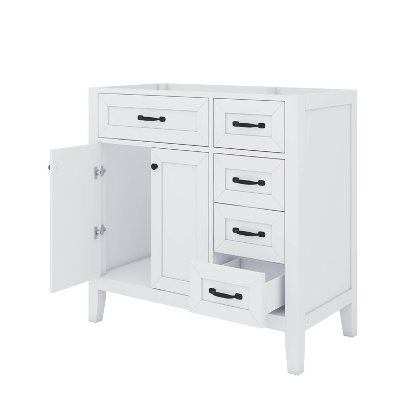 Meuble-lavabo simple 36 po avec tiroirs pratiques, Blanc, Noir