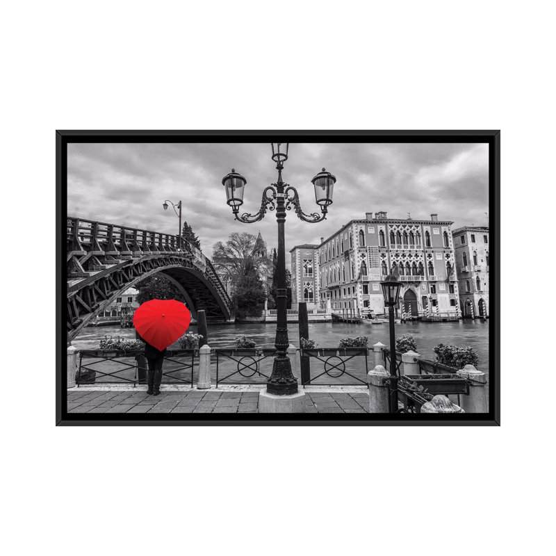 « venice xxi », impression sur toile, H 18 po x l 26 po x P 1,5 po, Toile avec cadre noir, Pas de tapis