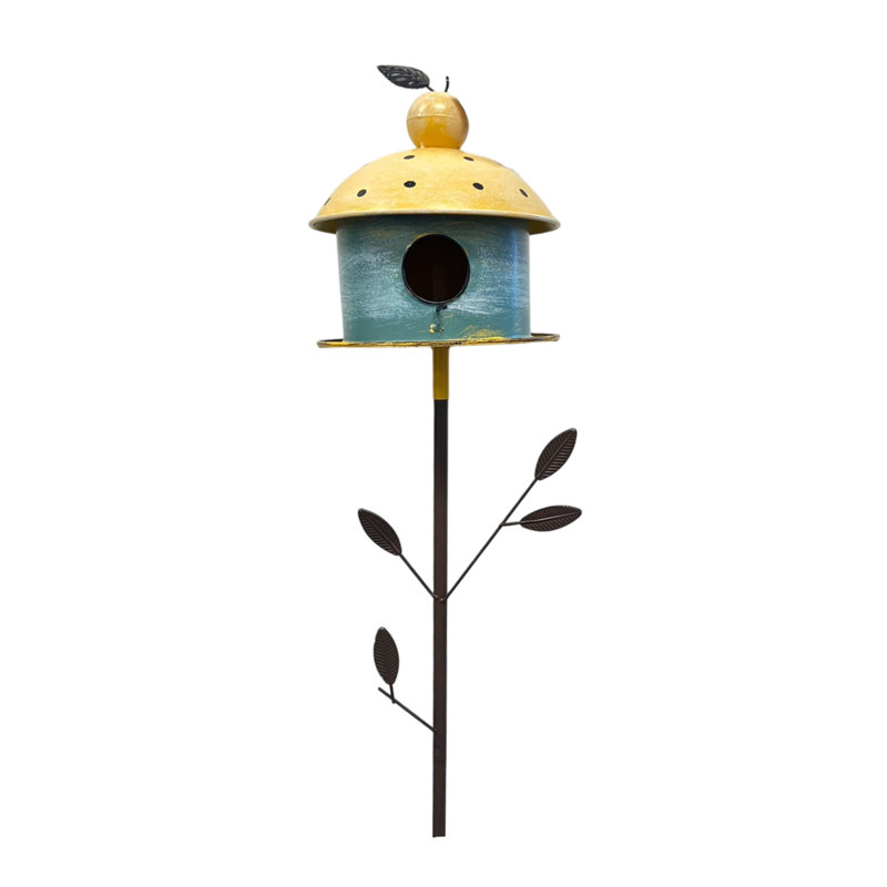 Piquet de jardin en métal avec toit de pomme jaune