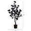3 pi. Arbre d'eucalyptus artificiel pré-éclairé noir avec 80 lumières DEL orange et mauves