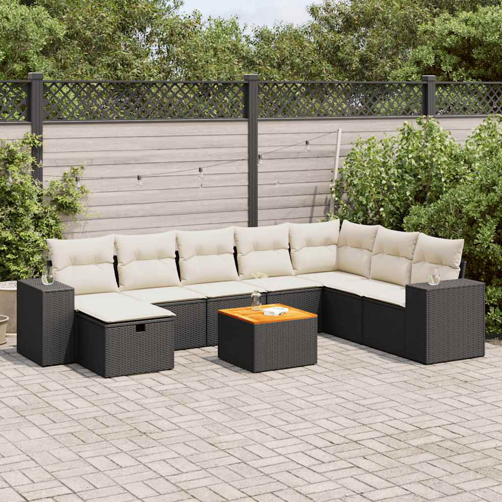 Vidaxl 9-Tlg. Garten-Sofagarnitur Mit Kissen Beige Poly Rattan