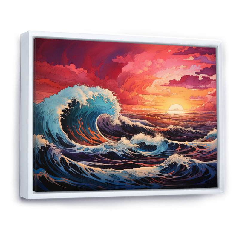 «Dramatic Ocean Waves III», reproduction sur toile, H 30 po x l 40 po x P 1,5 po, Cadre flottant blanc