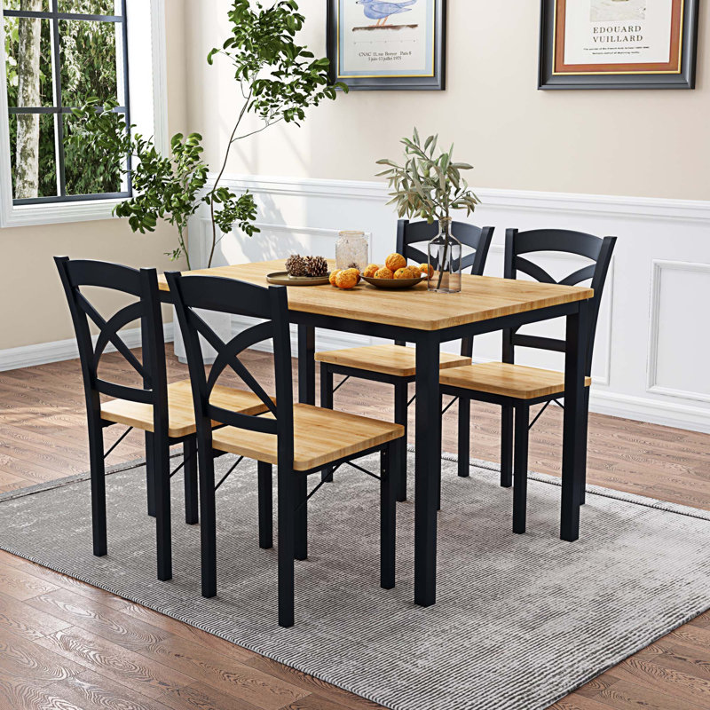 Ensemble de salle à manger rectangulaire L 45,67 po x l 29,5 po Nashton, Chêne, Chêne / noir