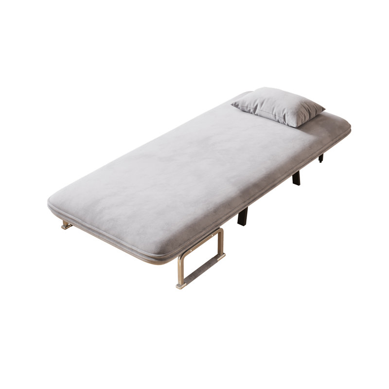  "31.5" convertible chair bed with adjustable backrest, tri-fold sofa bed with steel frame, light grey"