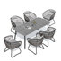 Ensemble de salle à manger rectangulaire pour 6 personnes avec cadre en aluminium et coussins et trou pour parasol