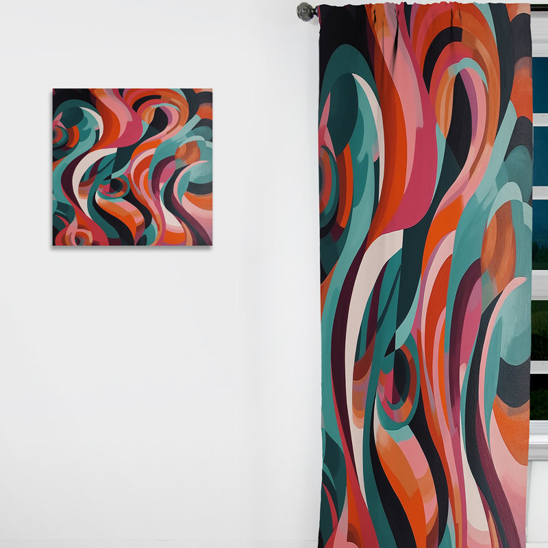 Grantley - Rideaux en velours moderne - obscurcissant - 1 panneau abstrait Forms In Balance I - 1 panneau, L 52 po x L 84 po