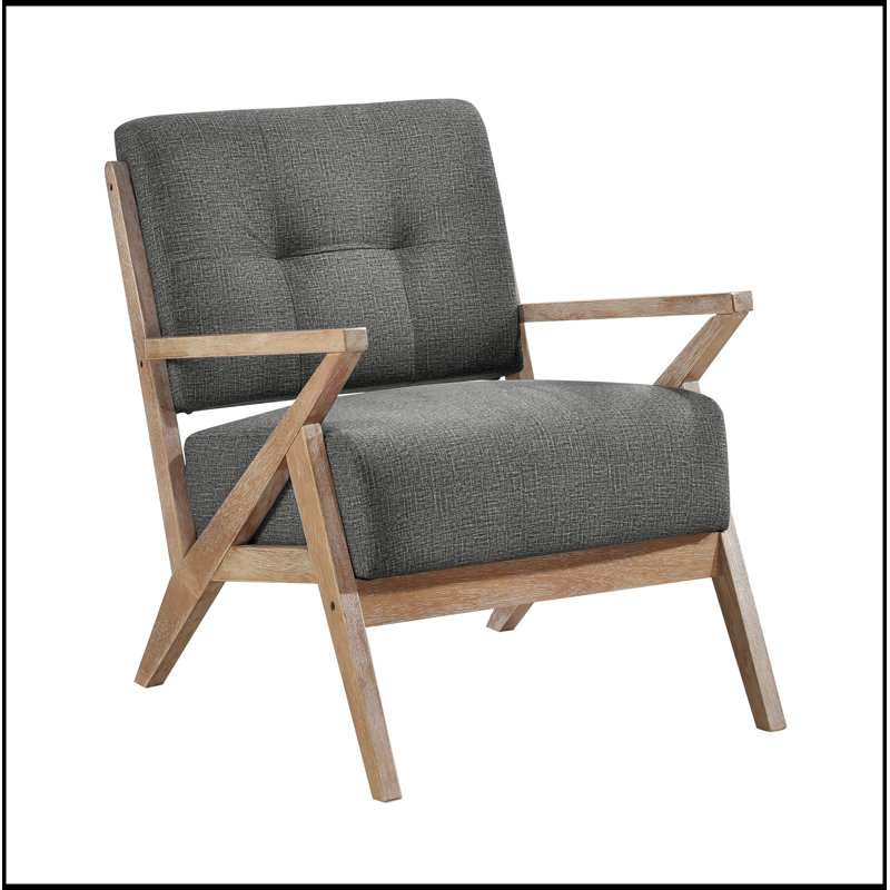 Fauteuil capitonné en tissu foncé, Gris foncé
