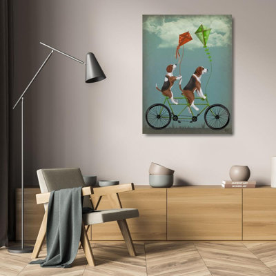Ophelia & Co. Fab Funky, reproduction d'art sur toile tendue: Beagle Tandem