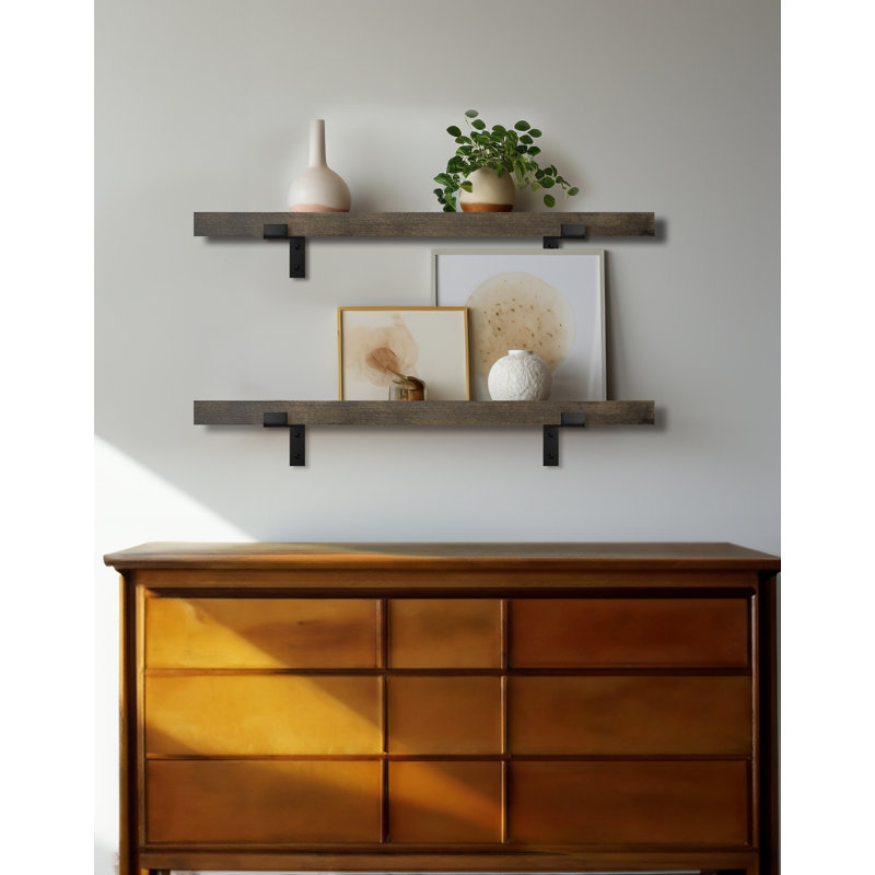 Emerald Lee 2 Piece Poplar Bracket Shelf, 2" H x 43" W x 10" D