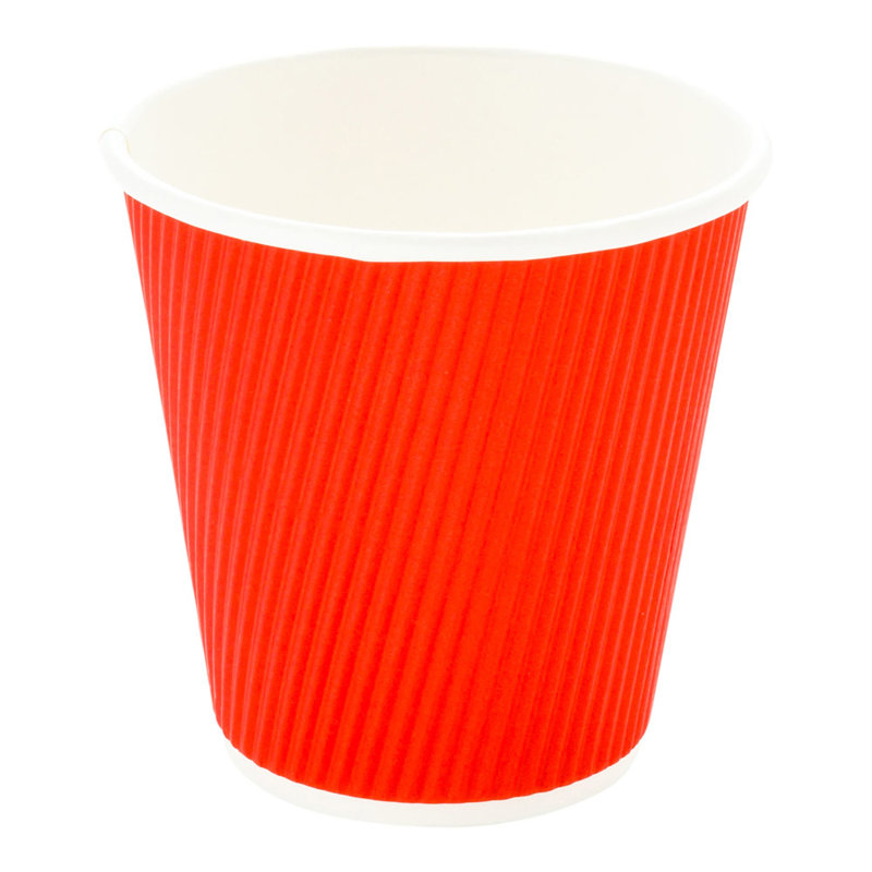 8 Oz Paper Coffee Cup - Ripple Wall - 500 Count Box, Red