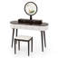Ensemble de coiffeuse avec miroir à DEL, 3 pansements réglables avec interrupteur tactile, 4 tiroirs, tabouret rembourré-124502586