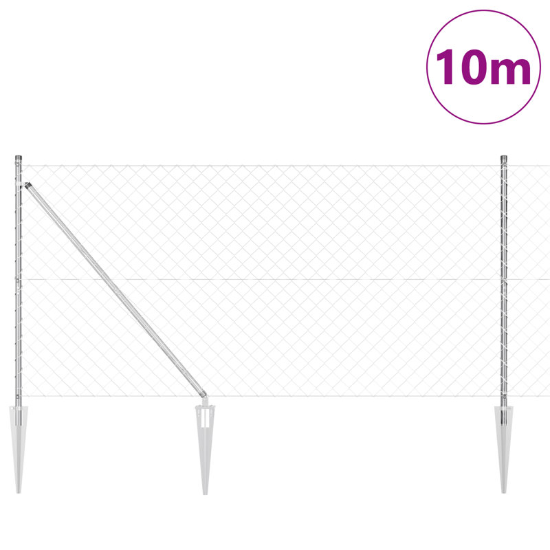 Galvanized Steel Fence Panels, Silver, 140cm H x 1000cm W