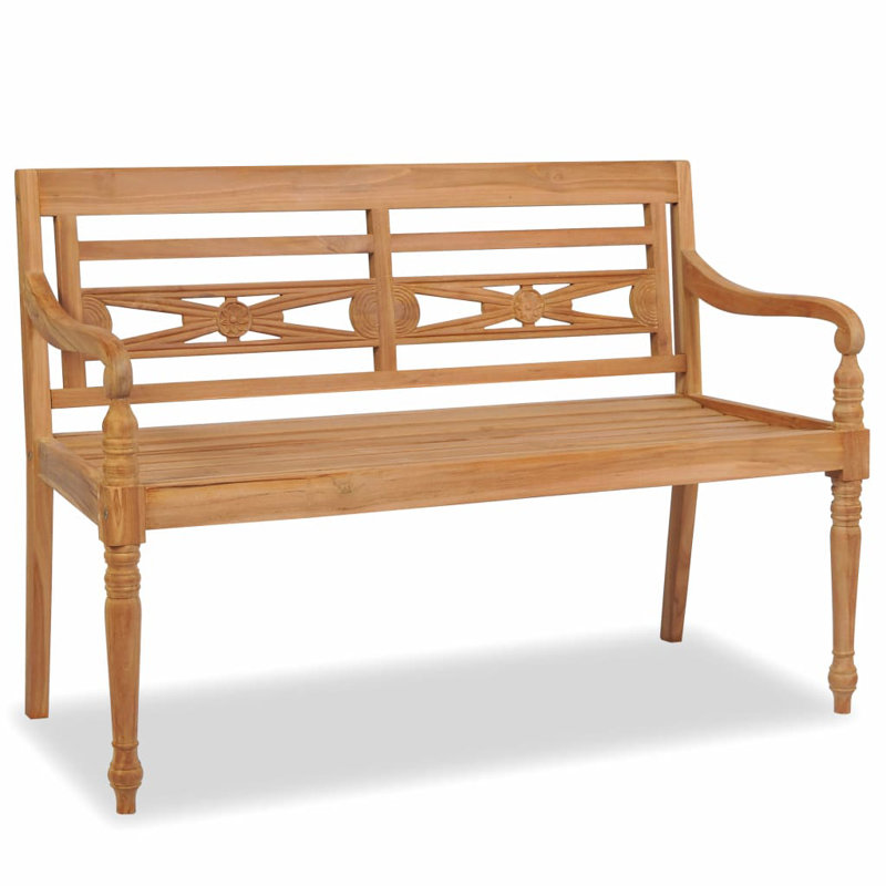 Vester Solid Wood Teak Outdoor Bench, H84 x W120 x D51.5cm