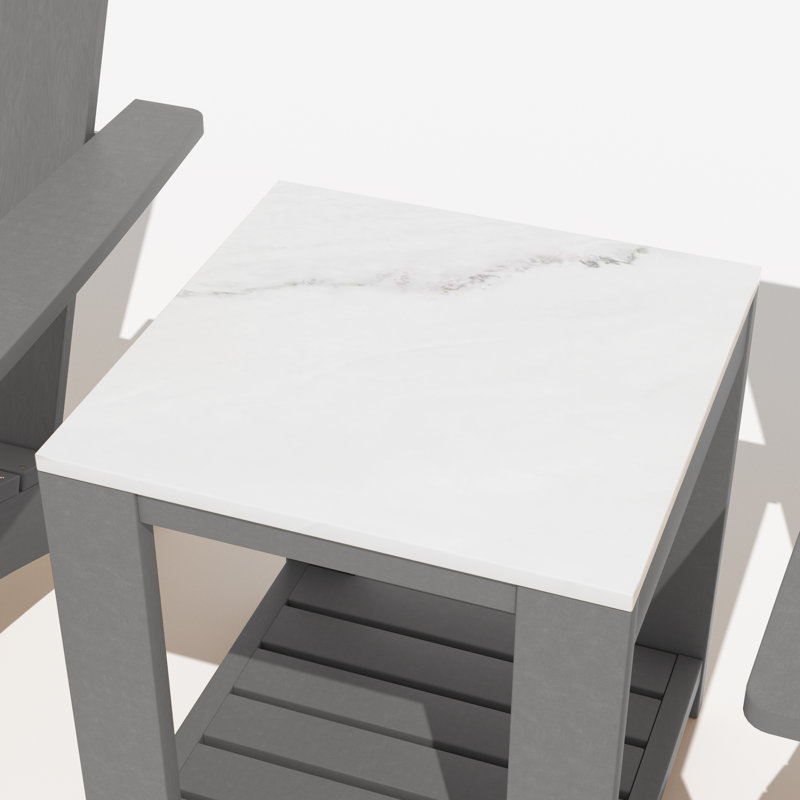 Danese 3-Piece All-Weather HDPE Adirondack Chair With Side Table, Gray