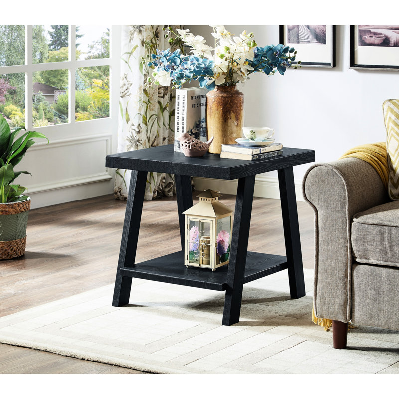 Table contemporaine en bois noir avec tablette - placage dur pour un plateau de table de style chic