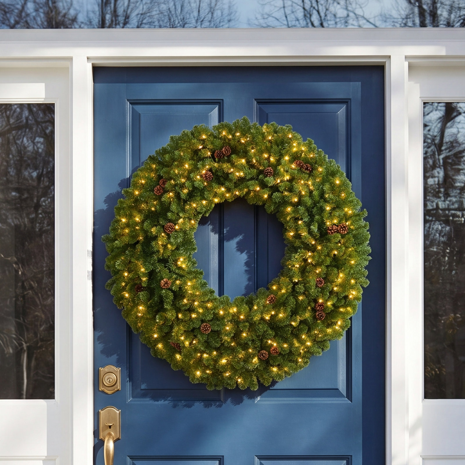 60'' Lighted Wreath, Green