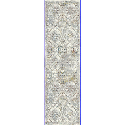 Tapis oriental crème / gris / gris anthracite / or / bleu Flack