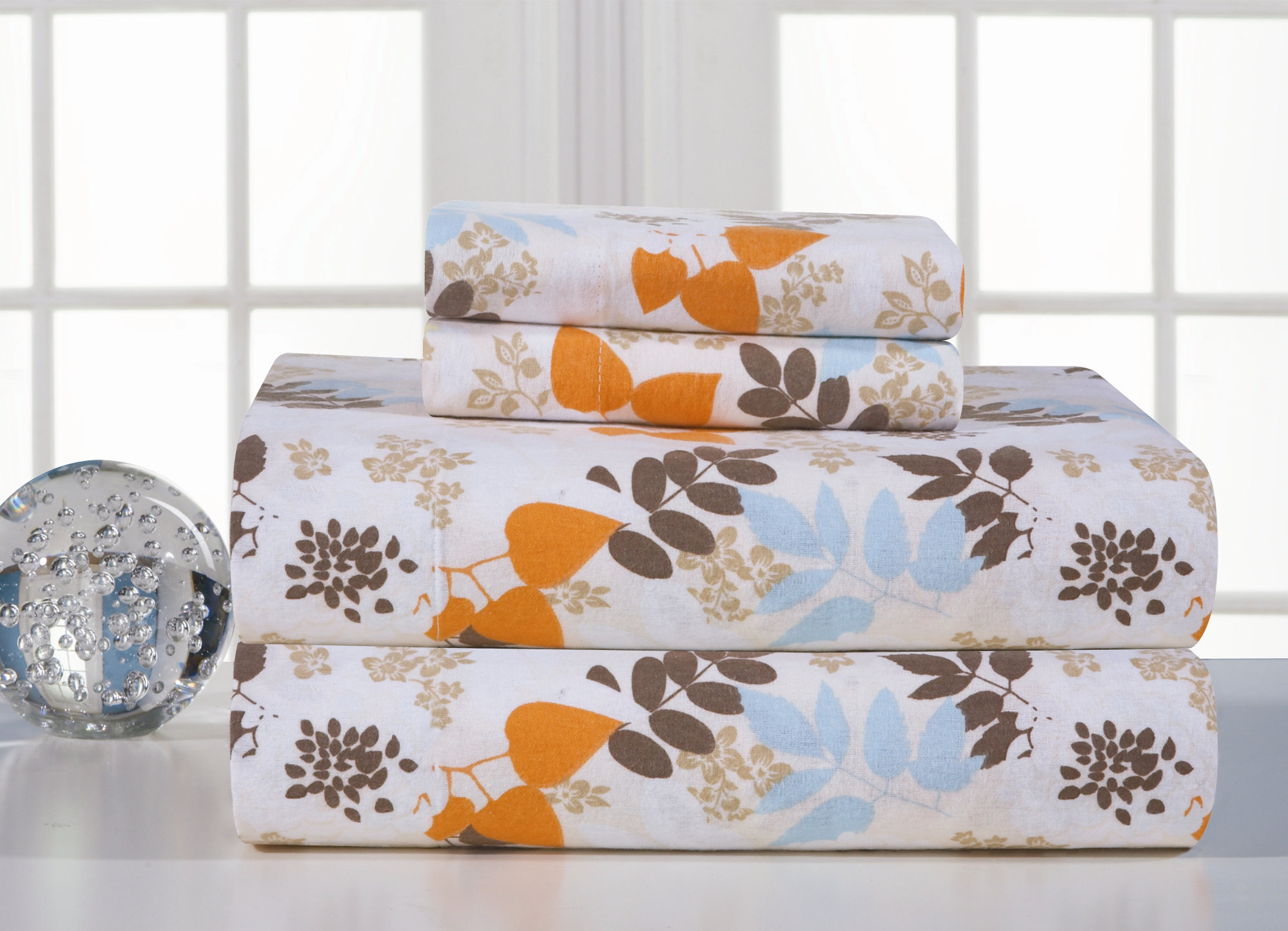 Pointehaven Heavy Weight Printed Floral Standard Cotton Flannel Sheet ...