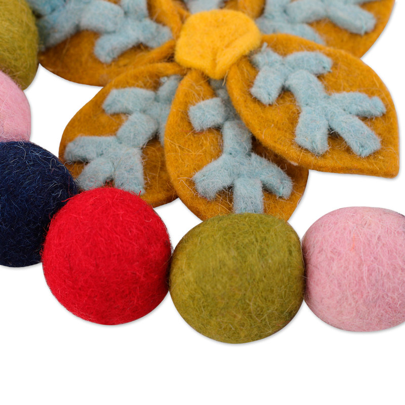 Novica Handmade Snowflake Celebration Wool Felt Garland