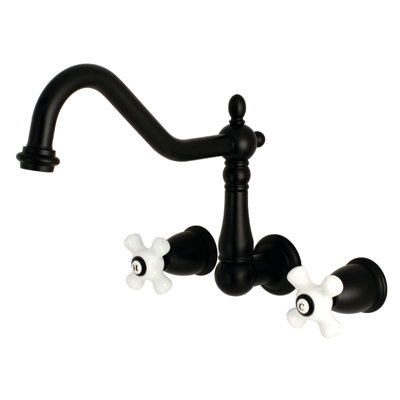 Kingston Brass Heritage Two-Handle 3-Hole Wall Mount Roman Tub Faucet