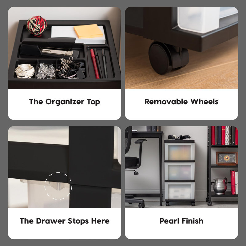 3-Drawer Rolling Storage Cart with Wheels