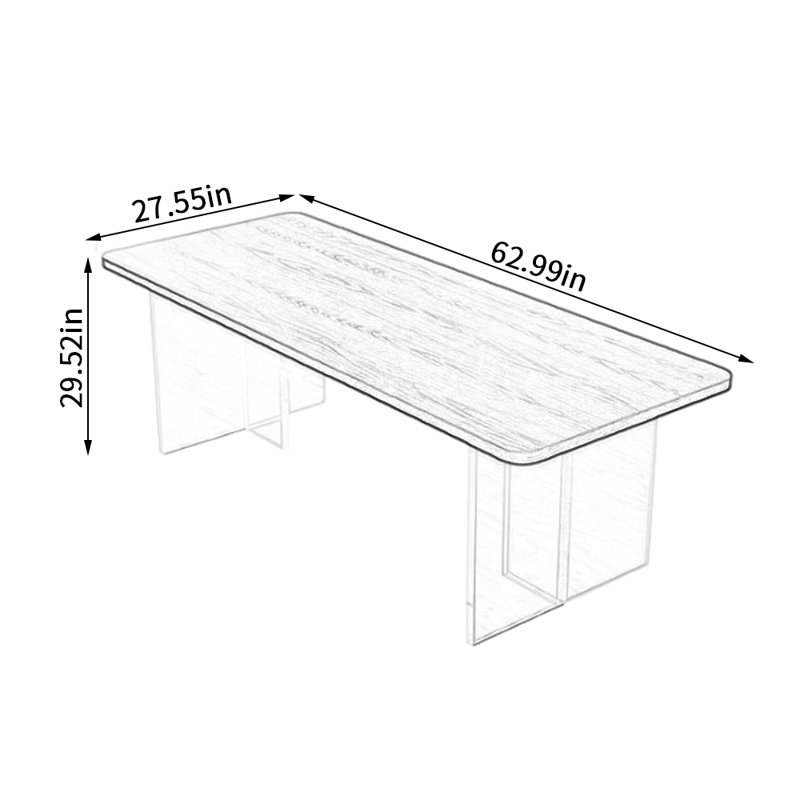 Miggie Ash Solid Wood Top Dining Table, 29.52"H x 62.99"L x 27.55"W