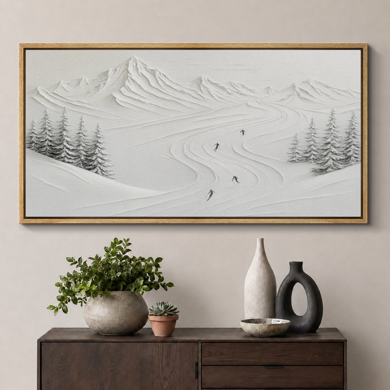 Impression sur toile encadrée, paysage d'hiver, H 30 po x l 60 po, Naturel