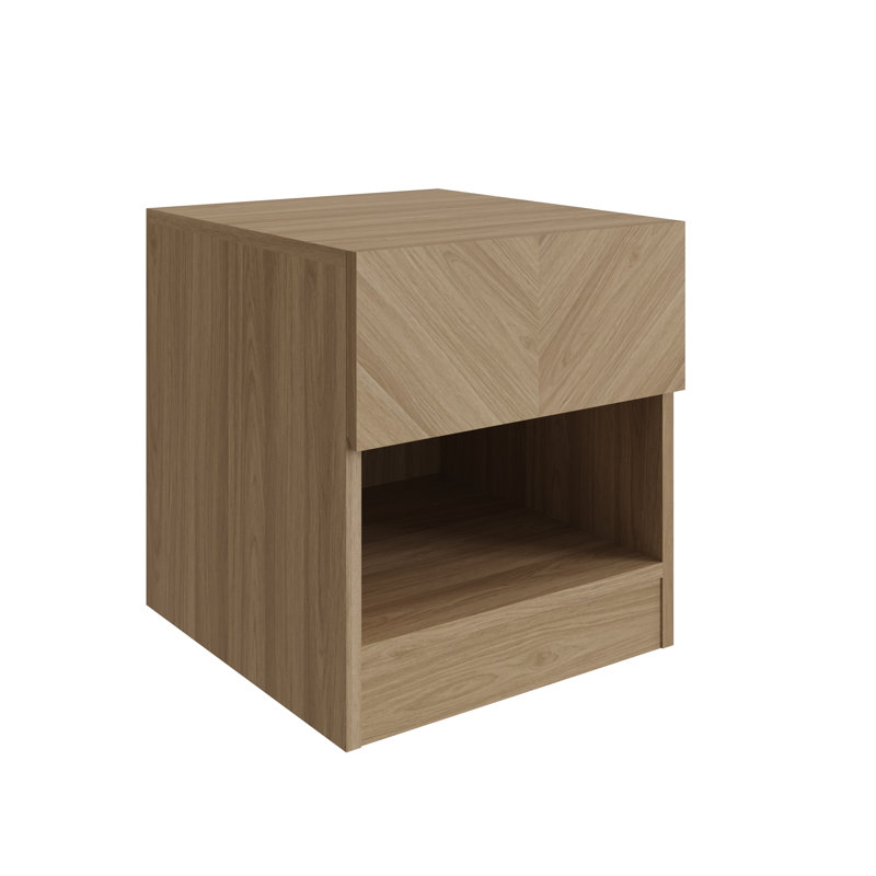 Motonori Block Rectangular Side Table, Oak Wood