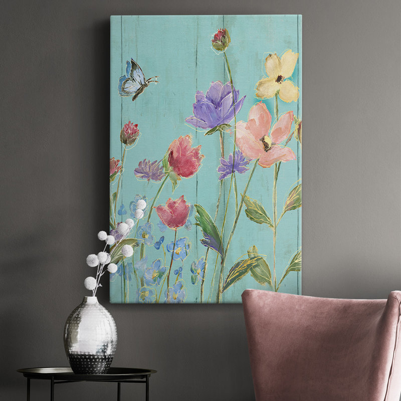 Wildflower Flutter III, toile tendue avec châssis de qualité supérieure - prête à être accrochée, H 27 po x l 18 po x P 1 po