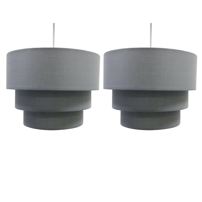 Layer 24cm H Cotton Drum Pendant Shade, Dark Grey