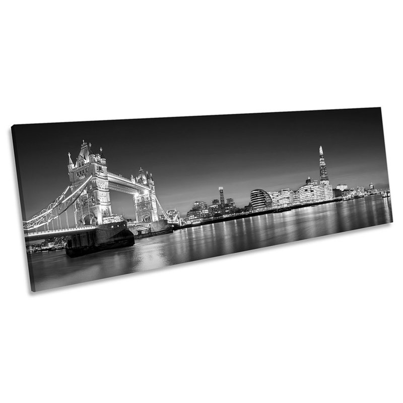 Tower Bridge London B&W - Wrapped Canvas Panoramic Art Prints, 45.72cm H x 137.16cm W