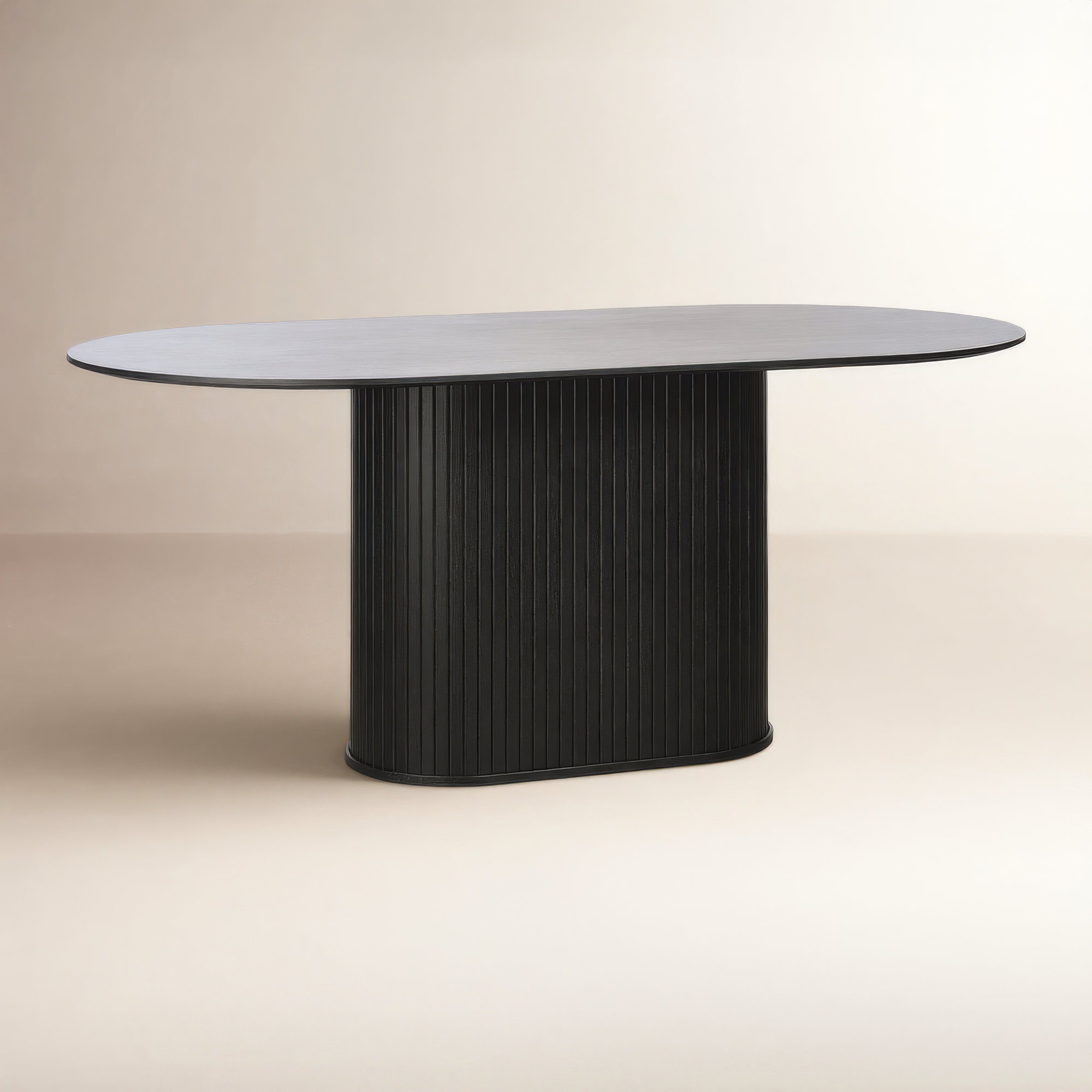 Iris 71'' Oval Dining Table, Black Oak