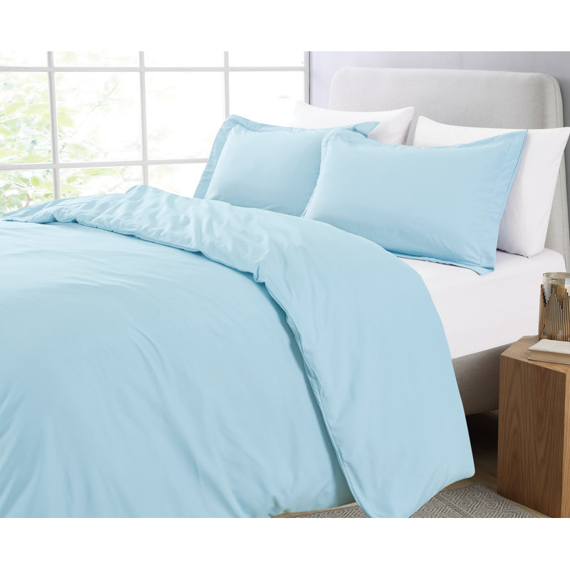 Ensemble de housse de couette en microfibre, Housse de couette très grand et 2 taies, Bleu pastel