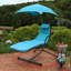 Chaise longue suspendue en acier avec support et auvent Cave Spring - ensemble de 2 - bleu sarcelle-2025343112-2025344622