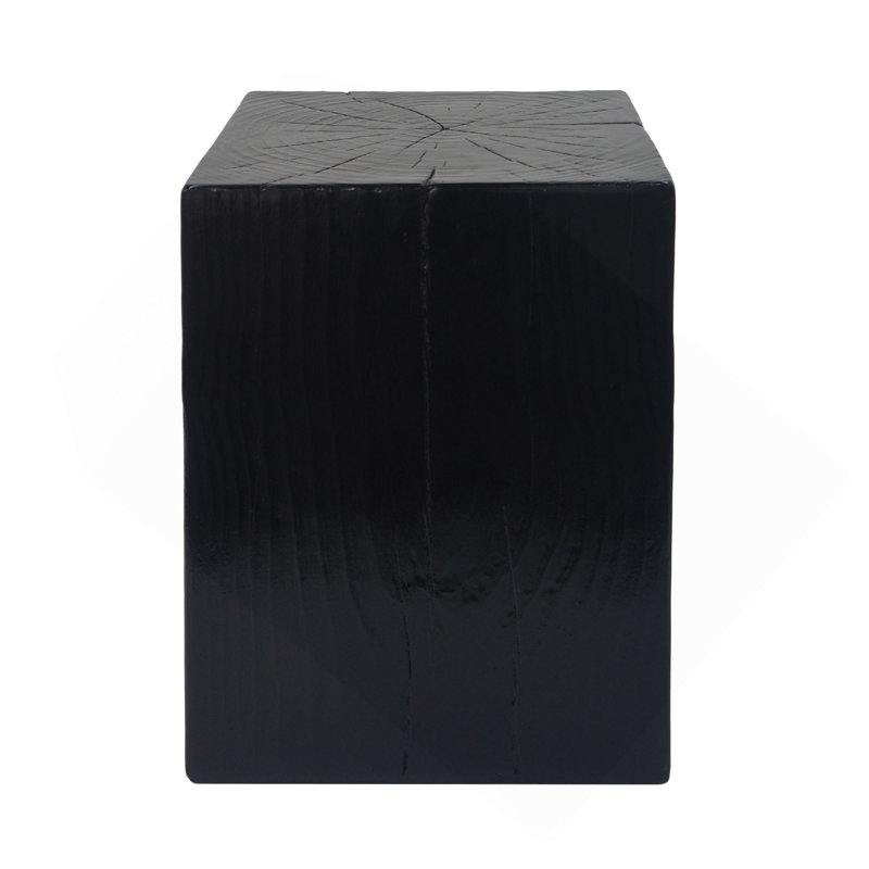 Wood-Look Square-Column MGO End Table, H18",Wood-Like Distressed Finish, Mix With Different Heights, Indoor Outdoor Use