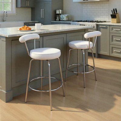  Kayson 25.5" Swivel Fabric Upholstered Counter Stools