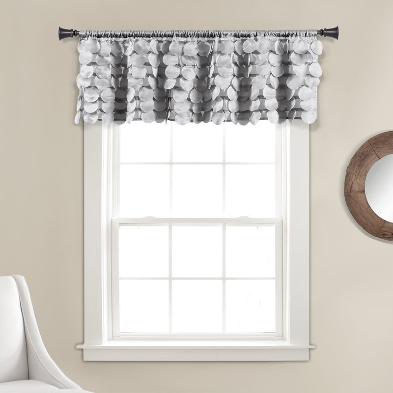Gigi Scalloped Window Valance, Light Gray, 50" W x 14" L