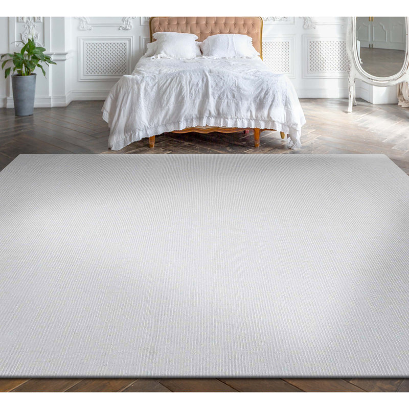 Tapis blanc de haute qualité noué à la main, Rectangle 12 pi x 15 pi