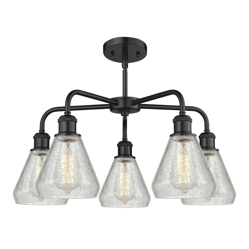 Lustre conique à 5 lumières Kotter, Noir mat