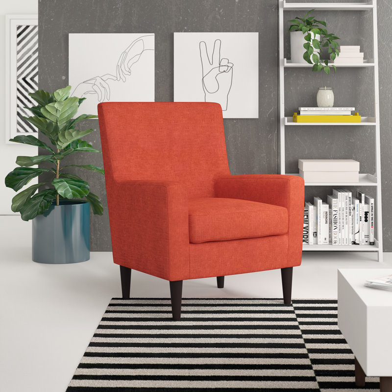 Donham Upholstered Accent Chair, Toulan Hacienda Orange Twill