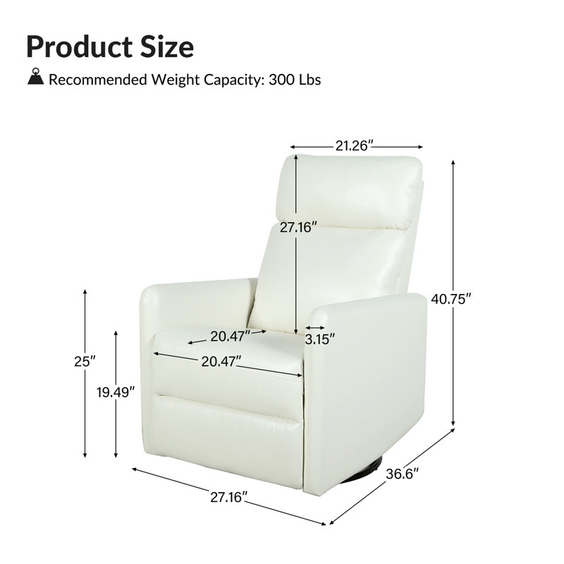 Fauteuil inclinable manuel pivotant en similicuir Gemius, Similicuir ivoire