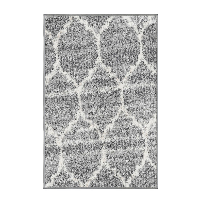 Tapis décoratif gris clair contemporain, Rectangle 5 pi x 7 pi