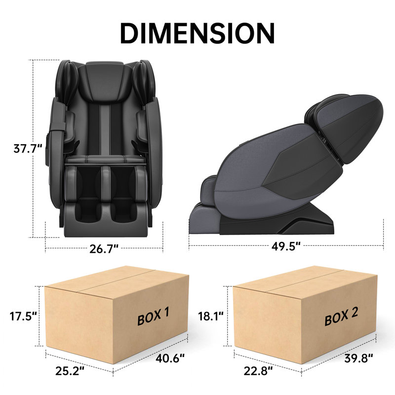 Fauteuil de massage électrique pour le corps avec inclinable Favor mm450 Shiatsu ZERO Gravity, Similicuir noir